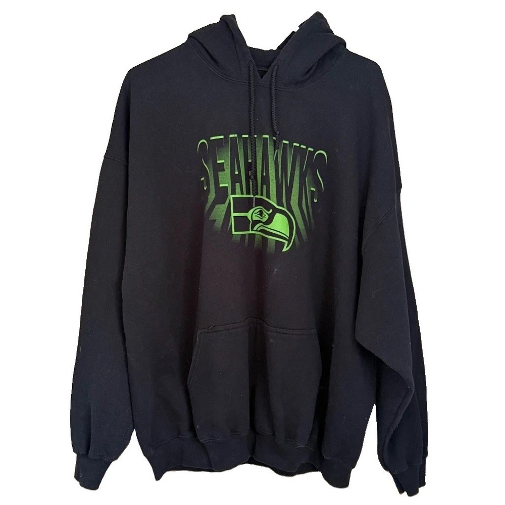 NFL Team Apparel Seattle Seahawks Hoodie 2XL Men Women Black Green Logo Pullover